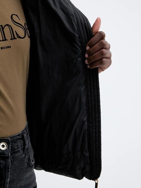 Twinset kurtka puchowa kolor czarny zimowa oversize 252TT2060