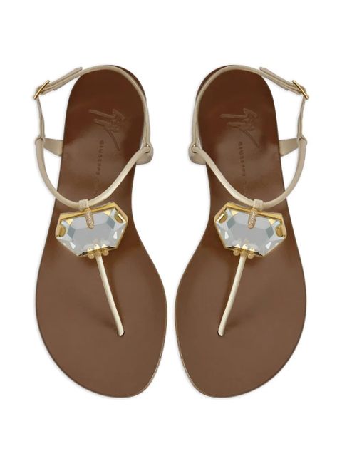 Giuseppe Zanotti Patrice Crystal adjustable-strap flat sandals - Neutrals