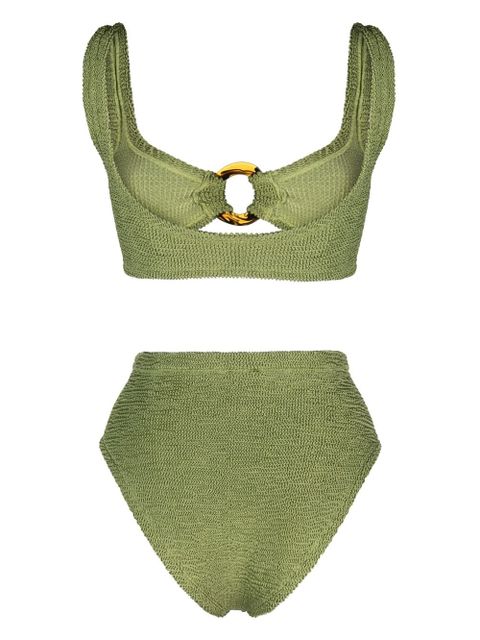 Hunza G high-waisted crinkled bikini set - Green