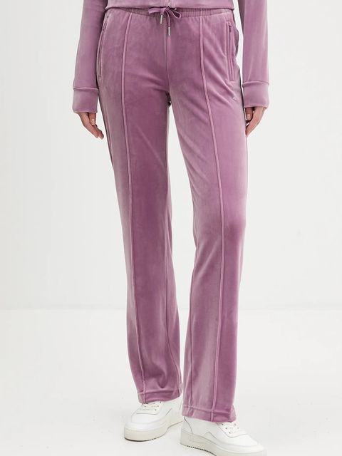 Juicy Couture spodnie dresowe welurowe damskie kolor fioletowy z aplikacją JCWBJ225307 - zdjęcie produktu nr 1