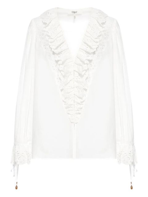 Chloé broderie-anglaise ruffled blouse - White - zdjęcie produktu nr 1