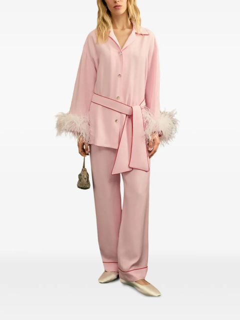 Sleeper Miss Cat belted feather-detail pajama set - Pink - zdjęcie produktu nr 2