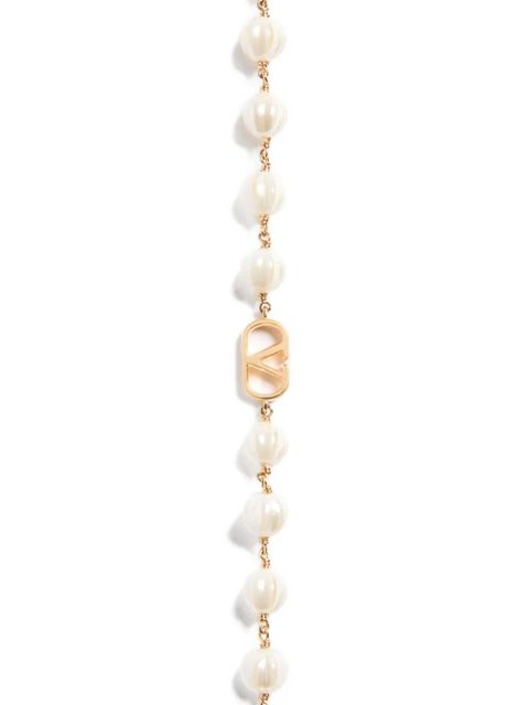 Valentino Garavani Vlogo Signature bracelet in metal with glass beads - Gold