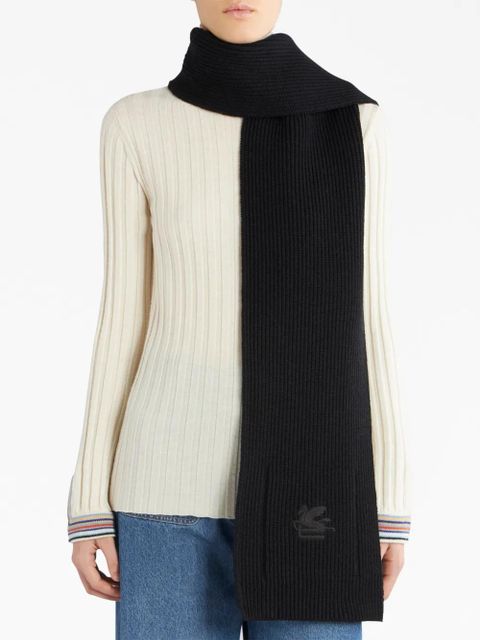ETRO fine-knit wool scarf - Black
