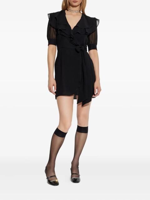 Alessandra Rich frill-detail wrap dress - Black - zdjęcie produktu nr 2