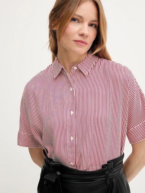 Tommy Hilfiger koszula damska kolor czerwony relaxed z kołnierzykiem klasycznym WW0WW45883 - zdjęcie produktu nr 2