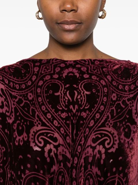 ETRO paisley-pattern velvet poncho - Red