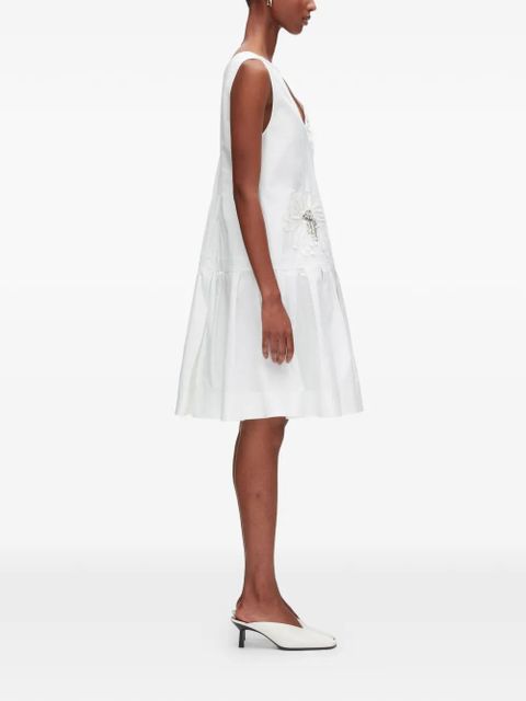 3.1 Phillip Lim floral appliqué V-neck mini dress - White