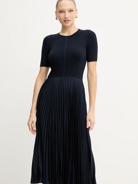 BOSS sukienka kolor granatowy midi rozkloszowana 50535658 - zdjęcie produktu nr 1