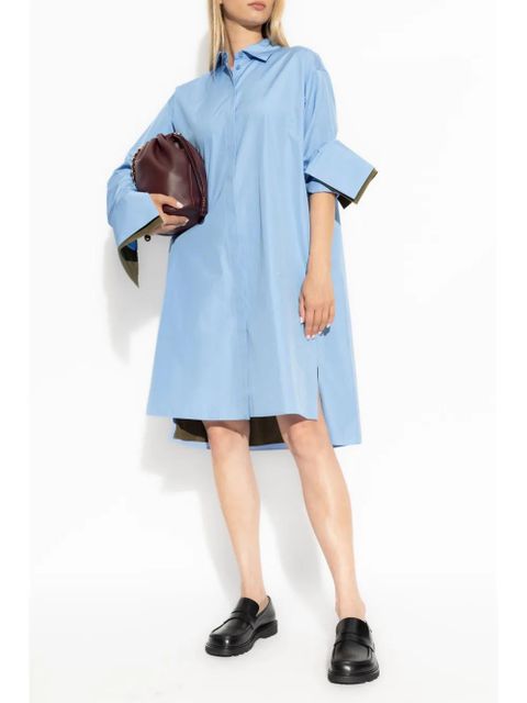 LOEWE logo-embroidered cotton shirt dress - Blue - zdjęcie produktu nr 2