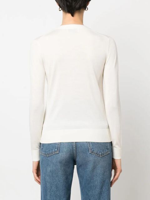 Tory Burch logo-buttons knit cardigan - White