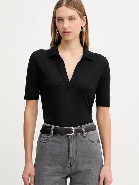 Simona Corsellini polo wełniane damski kolor czarny A25CPMGE0501 - zdjęcie produktu nr 1
