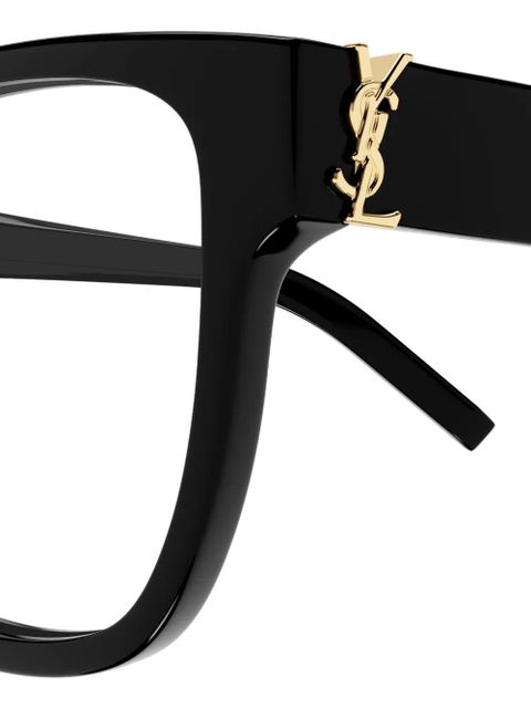 Saint Laurent Eyewear logo-plaque glasses - Black - zdjęcie produktu nr 2