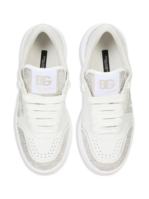 Dolce & Gabbana rhinestone-embellished leather sneakers - White