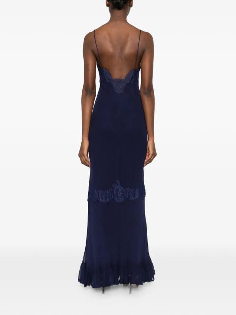 Self-Portrait lace-detail maxi dress - Blue