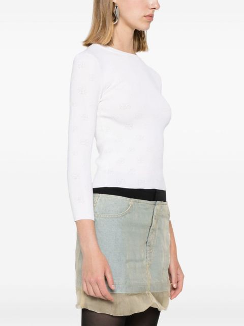 Balenciaga BB-pattern open-knit jumper - White