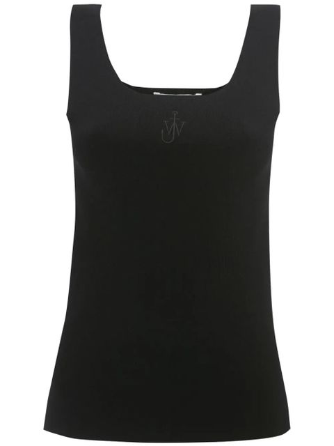 JW Anderson Anchor-embroidered square-neck tank top - Black - zdjęcie produktu nr 1