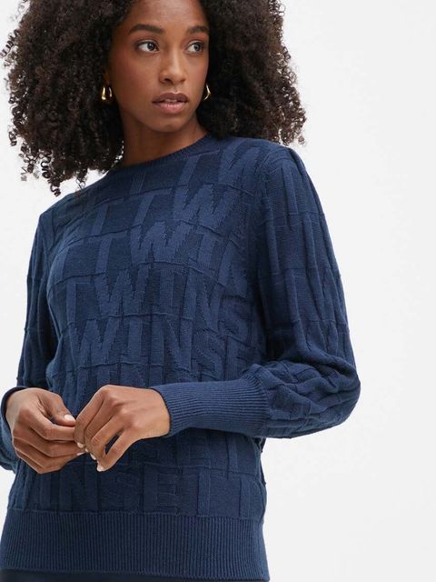 Twinset sweter z domieszką kaszmiru kolor granatowy 242TP3601