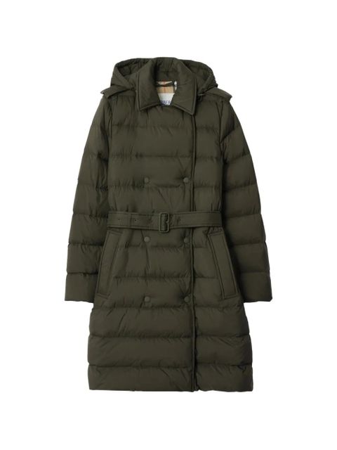Burberry hooded double-breasted puffer coat - Green - zdjęcie produktu nr 1