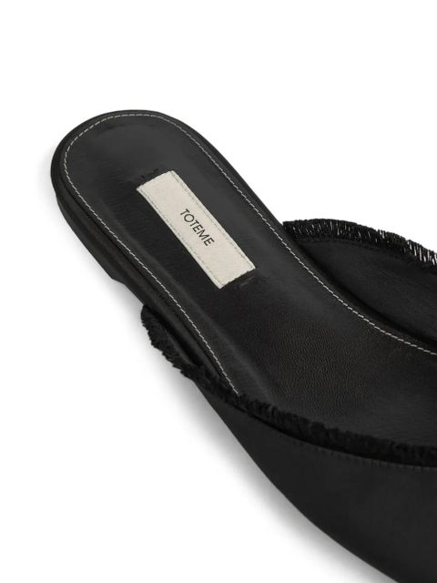 TOTEME frayed satin lounge slippers - Black