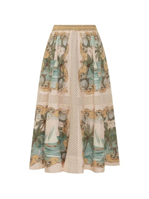 FARM Rio royal sea-print midi skirt - Neutrals - zdjęcie produktu nr 2