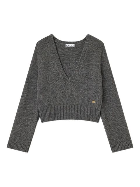 GANNI deep V-neck sweater - Grey - zdjęcie produktu nr 1
