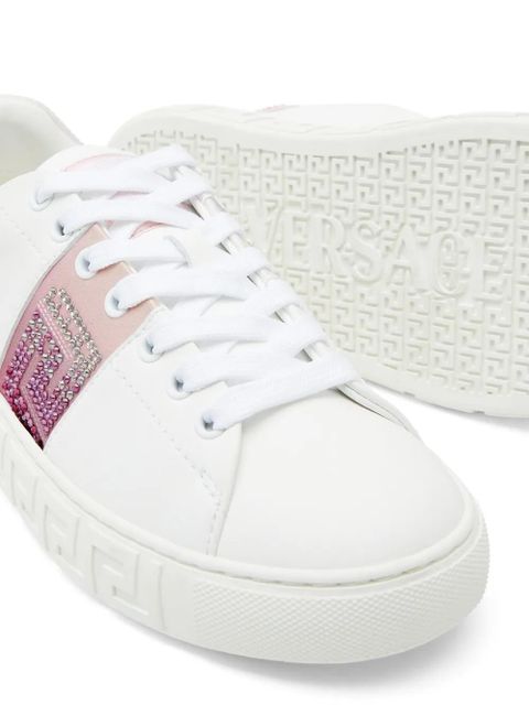 Versace Greca crystal-embellished sneakers - White