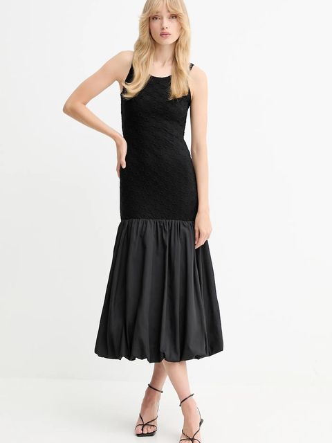 Bardot sukienka kolor czarny midi rozkloszowana 59988DB - zdjęcie produktu nr 1