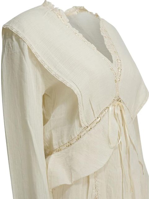 MARANT ÉTOILE lace-trim front-tie dress - Neutrals