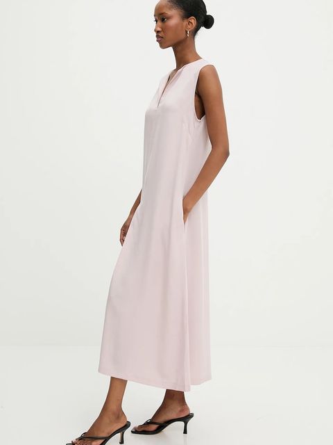 Answear.LAB sukienka kolor różowy midi rozkloszowana