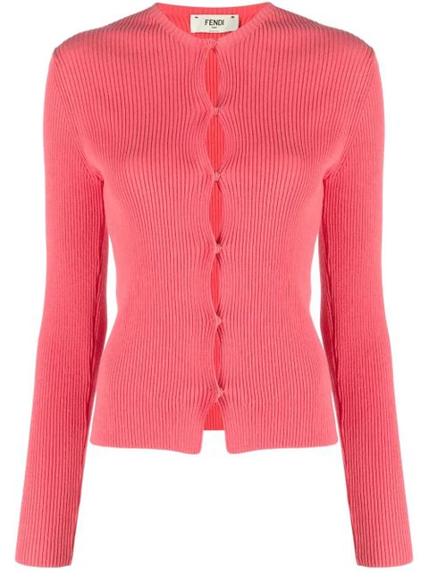 FENDI ribbed-knit cotton-blend cardigan - Pink - zdjęcie produktu nr 1