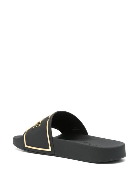 Versace logo-embossed slides - Black