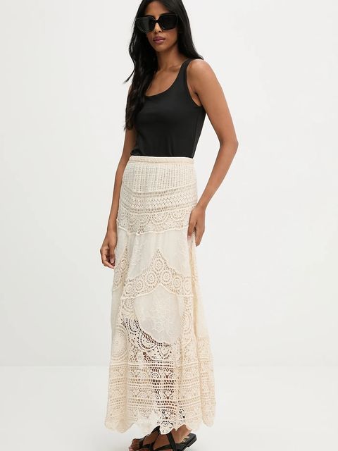 Answear.LAB spódnica kolor beżowy maxi rozkloszowana - zdjęcie produktu nr 2