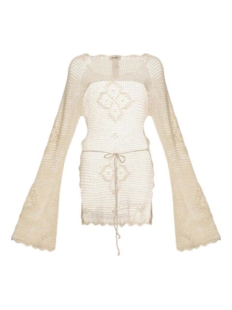 Agua By Agua Bendita Boh crochet bell-sleeve top - White - zdjęcie produktu nr 1