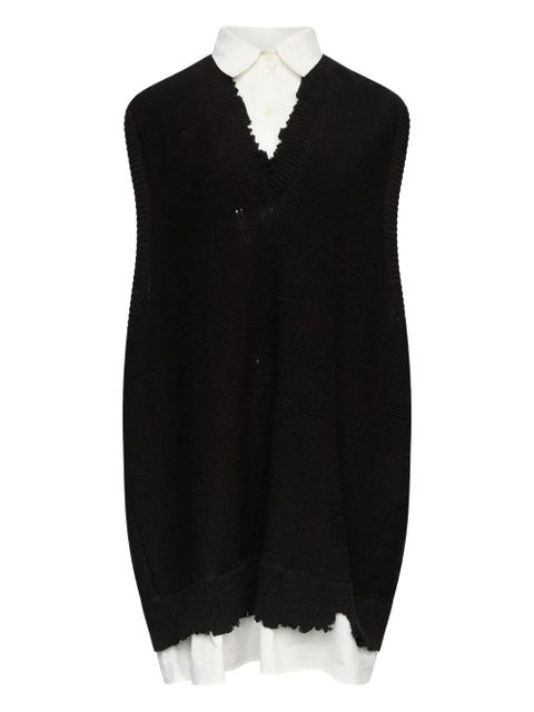 MM6 Maison Margiela frayed mini knitted dress - Black - zdjęcie produktu nr 1