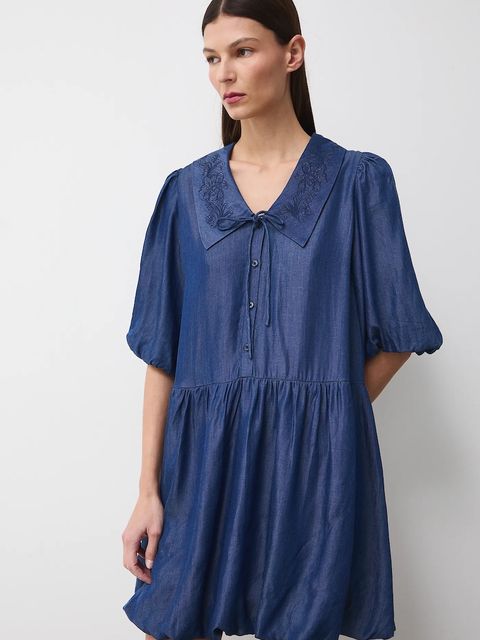 Medicine sukienka jeansowa kolor granatowy mini oversize