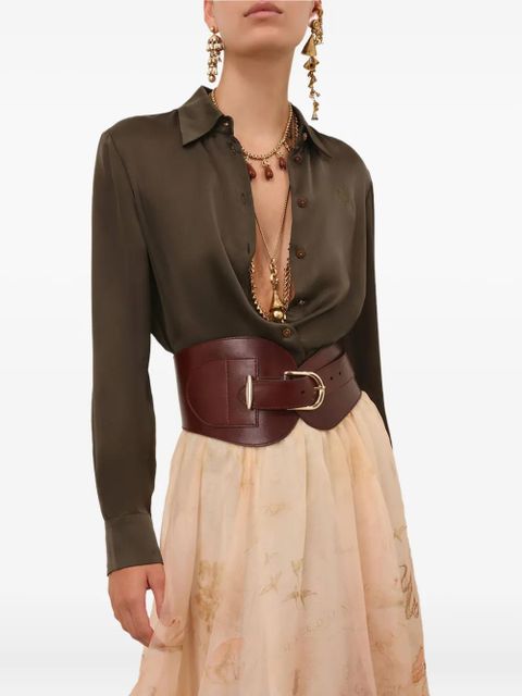 ZIMMERMANN embroidered satin shirt - Green