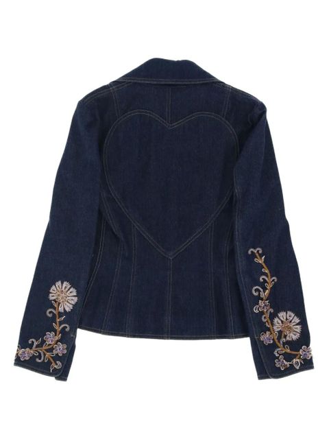 Christian Dior Pre-Owned 2010s floral-embroidered denim jacket - Blue - zdjęcie produktu nr 2