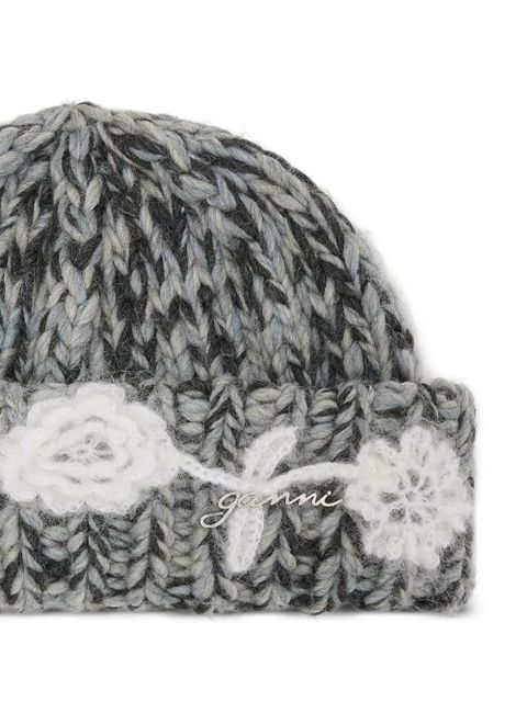 GANNI crochet-flower beanie - Grey - zdjęcie produktu nr 2