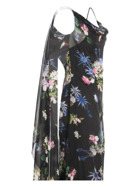 Blumarine embroidered-print silk chiffon dress - Blue
