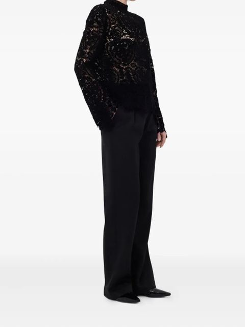 LouLou de Saison WADE velvet silk lace knit top - Black