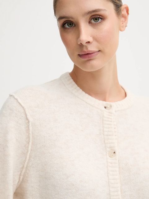 OUI kardigan z wełną damski kolor beżowy 94462