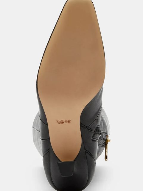 Coach kozaki skórzane Sculpted C Kitten Heel Leather Boot kolor czarny na szpilce CBP30