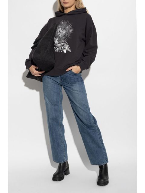 GANNI graphic-print hoodie - Grey