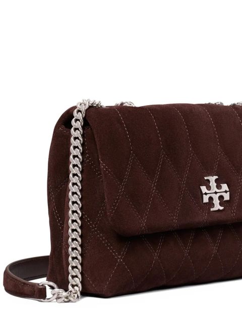 Tory Burch Kira quilt suede small convertible shoulder bag - Brown