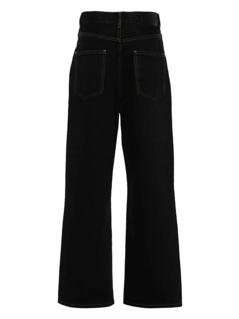 WARDROBE.NYC logo-patch cotton wide-leg jeans - Black - zdjęcie produktu nr 2