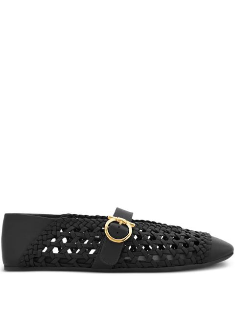 Ferragamo braided Gancini-buckle ballet flats - Black - zdjęcie produktu nr 1