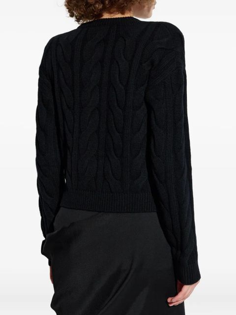 Max Mara cable-knit lace-insert sweater - Black