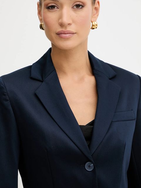 Guess marynarka APOLLINE kolor granatowy jednorzędowa gładka W5YN11 WHG92