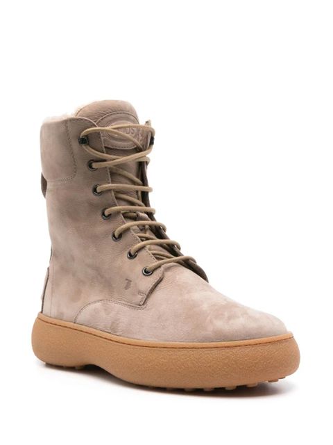 Tod's logo-debossed combat boots - Neutrals - zdjęcie produktu nr 2